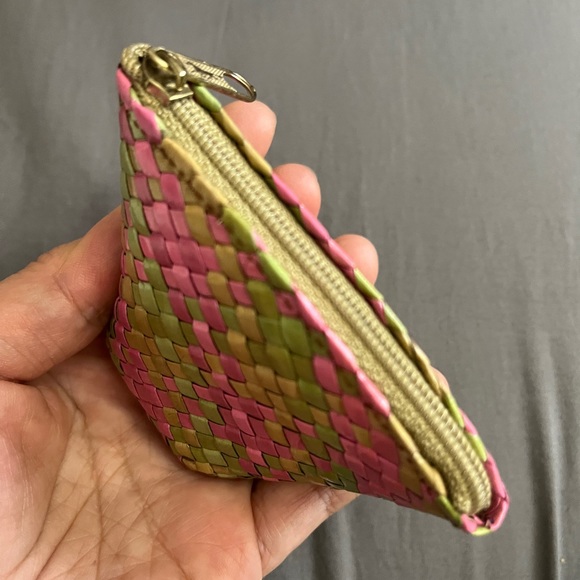 Boho Braided Leaf Coin Purse Woven Natural Palm Wallet Case Bag Kawaii Handmade - Picture 8 of 14